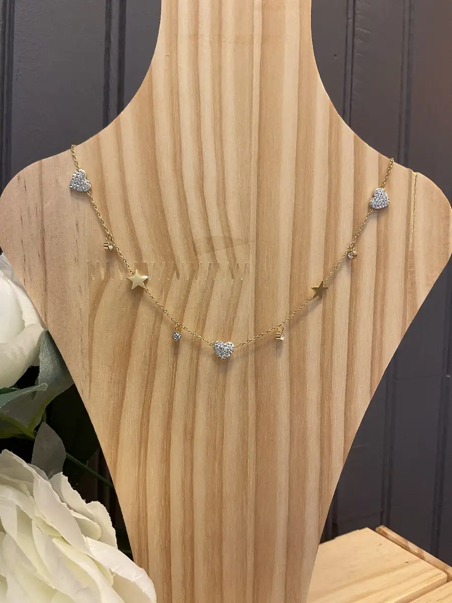 Collier Cœurs Scintillants(doré et argenté)