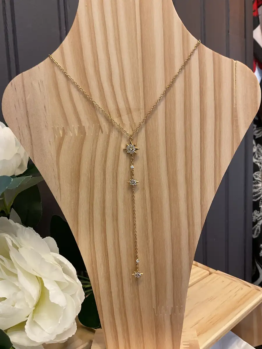 Collier étoiles strass (doré et argenté)