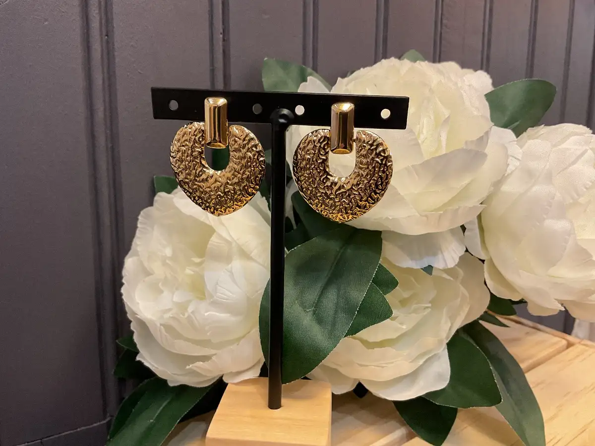 boucle d’oreille cœur martelé(doré et argenté)